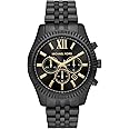 Michael Kors Lexington Watch for Men, Chronograph Movement with Stainless Steel or Leather Strap