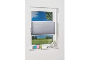 ‎K-HOME K-home 688899-5 Klemmfix-Plissee 80 x 130 cm (B x L) Grau Lichtschutz +++ Moderne Crushed Optik +++