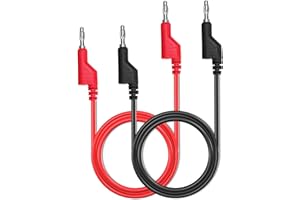 Gebildet 2pcs Bananen-auf-Bananenstecker-Messleitungsset, 4-mm-Stapelbares Bananenstecker-Draht-Prüfkabelkabel für Multimeter, Elektrisches Prüfkabel 1000V/15A(Rot/Black)