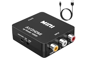 LERKELY Konwerter wideo RCA na HDMI, AV na HDMI, obsługa 720 1080P do kamer, Xbox 360, PS1, PS2, WII, N64, Gamecube, Snes, NES, PSP, odtwarzacz DVD, VHS