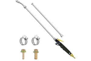 VANPET Sprayer Wand,Adjustable Universal Sprayer with 3/8" Brass Barb, Stainless Steel Replacement Sprayer Wand with Shut off Valve (44 Inches Sprayer Wand)