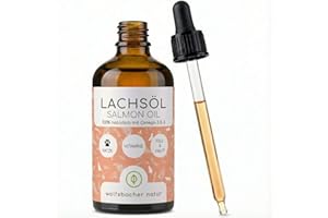 Wolfsbacher Huile de Saumon pour Chats 100ml - Huile Naturelle de Saumon Atlantique avec Oméga 3 et 6