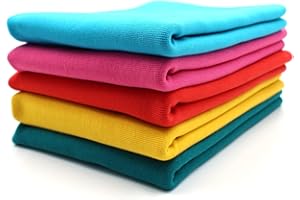 VMG-STORE 5x 0,25m Bündchenstoff Set Schlauchware 70cm breit 95% Baumwolle, 5% Elasthan Auswahl Jersey (Bunt Paket 2, 5er Set)