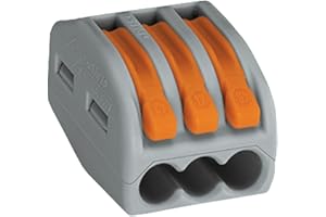 Wago 222-413 Bloc de raccordement pour 3 conducteurs avec leviers, 4 mm maximum Paquete de 50 gris