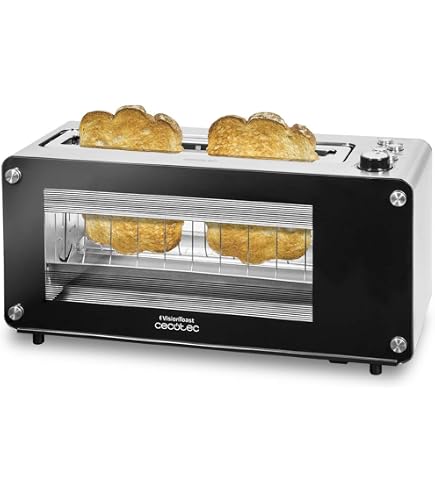 HAEGER Fenster-Toaster 1000 W – Extra Breite Schlitze (4,3 Cm), 6 Bräunungsstufen, Edelstahl