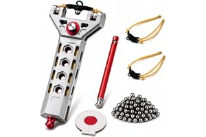 Terwdusy Slingshot för vuxna med Magazine Magnetic Auto Loading Kit | Magnetisk automatisk laddningsslangbella med inbyggt lager, 200 ammunition, 2 reservdäck och fönsterbrytare i rostfritt stål