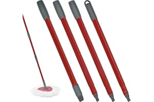 YUUNAIE Mango de Repuesto Mop, 4 Secciones compatibles con Vileda Spin Mop, Recargas Giratorias y Escobas Stick para la Limpieza de Suelos