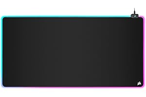 Corsair MM700 RGB Extended 3XL Cloth Gaming Mouse Pad - 1,220mm x 610mm (48” x 24”) - 360° RGB Lighting - Two USB Port Hub - Thick Rubber - Black