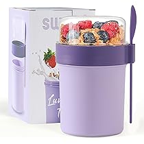 Xinsenke Müslibecher To Go - 2-in-1 Mit Löffel, 530ml+330ml