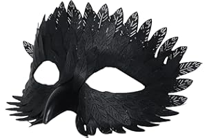 HSSPYY Elegante Vogelmasken aus PU-Federn – Halbgesichtsmaske für Weihnachten, Silvester, Karneval & Maskenball – 3 Farben: Aurora Peacock, Amber Ember, Obsidian Raven
