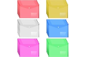 Lot de 24 enveloppes en plastique transparentes MerryNine A4 pour l'école, la maison, le travail, le bureau