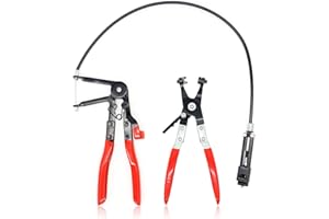 Forbabe 2 Stücke Schlauchklemmenzange, Ratschenverriegelung Funktion Schlauchschellen Zange mit Geradem Hals Federbandschellenzange mit Drahtwelle für KFZ Reparaturen zum Entfernen und Installieren