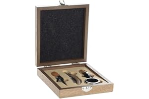 Secret de Gourmet - Cofanetto Sommelier 4 pezzi Cavatappi Tappo Tagliacapsule e Anello
