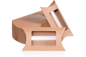 MATICAN Boîtes-cadeaux en Coussin, Pack de 40 Boîtes avec Fenêtres, Mini Boîtes Kraft, 12,7 x 7,6 x 3 cm