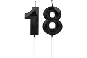 DTXLX 18th Birthday Candles, Black Number Candles Birthday Decoration, Happy Birthday Cake Toppers, for Birthday Parties Weddings Company Anniversaries (Black, 18)