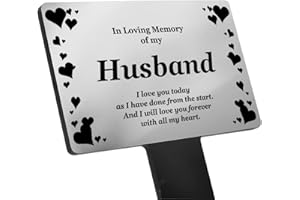 ORIGINDESIGNED Husband Memorial Remembrance Plaque Stake, Hearts Design - Gold/Silver/Copper, Waterproof, Outdoor, Grave Marker, Tribute, Plant Marker Active Restock requests: 0 (Gold) (Silver)