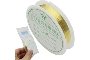TAOSHENG 0.5mm Jewellery Copper Wire Roll, 8M Length 25 Gauge Craft Beading Brass Cord Tarnish Resistant Copper Wire for Jewelry Making Supplies and Crafting, Gold 1 Roll