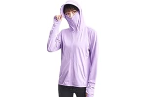 ANUFER Donna UPF50+ UV Protezione Giacca con Cappuccio Leggera Asciugatura Veloce All'aperto Abbigliamento Sportivo