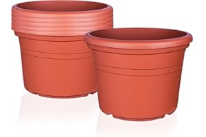 ‎BIGDEAN BigDean 6X Blumentopf Ø 25 cm Farbe Terrakotta Kunststoff Pflanztopf Containertopf Übertopf Pflanzkübel rund 25 x 18 cm