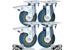 DSL DAILY SUPPLY LTD. DSL 4 x Heavy Duty 75mm Swivel Castor Wheels Trolley Furniture Caster Brake with Free Bolt Fitting