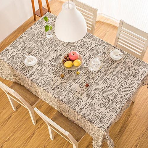 ZHUOQI Table Runners Fashion Wind Cotton English Alphabet Table Tablecloth Striped Home Textile Tablecloths Linen Tablecloth 140*220