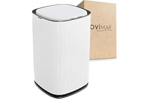 ovimar Sensor Badeimer Svaneke | Weiss | Sensor Mülleimer | Kosmetikeimer oval | Eimer mit Deckel | 10l (Liter) | auch als Windeleimer | stylischer Mülleimer fürs Bad oder die Küche als Abfalleimer
