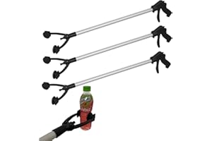 ‎HOSSI'S WHOLESALE 3 Greifzangen | Müllgreifer | Armverlängerung | Greifhilfe für Senioren | Aluminium | Kunststoff | 88cm | schwarz/silber