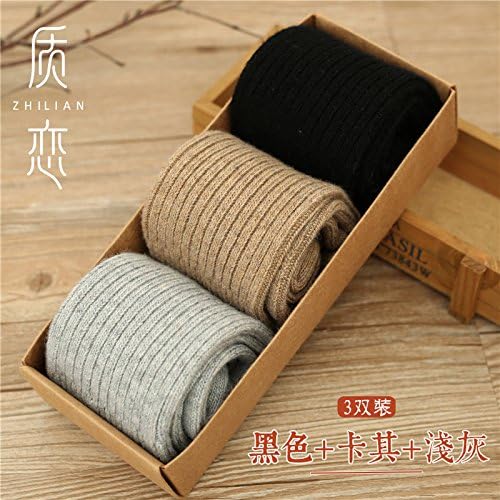 Thick socks women's socks thick winter barrel plus velvet warm double-pole solid color cotton socks sleep socks no bones that are code 34-39, black 1 of its 1 Light Gray 1 (3-pack)