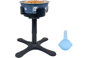 Vegena Raised Dog Bowl with Stand, Elevated Dog Bowls Stand wtih Stainless Steel Dog Food Bowl, Dog Bowl Stand with 3 Heights Adjustable and Tilted for Small Medium & Large Dogs, Non-Slip