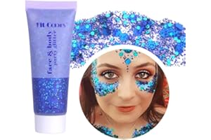 Beliky Girl Body Glitter Gel, Face Glitters Body Gel Pailletten Shimmer Liquid Eyeshadow, Mermaid Pailletten Liquid Holographic Glitter Gel, Chunky Glitter for Face Hair Nails (Blau)