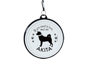 INSTANT GIFTS PET BOWLS Travel Dog Bowls - Collapsible Bowl - Large Dogs (Akita)