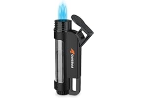 Mechero Soplete Firebird Illume - Encendedor Triple Llama - Recargable con Gas butano (no Incluido) - Gran Rueda para el Ajuste de Llama - Gran depósito de Gas - Ventana para Nivel de Gas