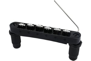 Guyker Guitar Tune-O-Matic Roller Saddle Bridge Replacement Part Compatible with Gibson Les Paul LP SG Style 6 String Electric Guitar - GM005, Black