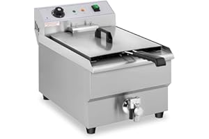 Royal Catering Friteuse Électrique De Restaurant Simple Avec Robinet Professionnelle RCEF 16EB (3 500 W, 16 l, Température Max. 200 °C, Zone froide, Robinet de vidange)