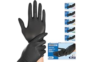FRANZ MENSCH Hygostar Nitrilhandschuhe Safe Light | puderfrei, schwarz, 9/L, 24cm, 100 Stück, Einweghandschuhe, Einmalhandschuhe, in Gr. XS, S, M, L, XL & XXL verfügbar
