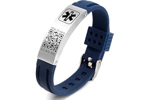 Theluckytag Medizinische Armbänder für Männer und Frauen mit QR-Code, medizinische Alarm-ID-Armbänder, Sport, Jungen, Mädchen – wasserdichtes Silikon-Armband für Handgelenke bis zu 22,9 cm – mehr