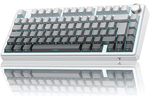 ‎TECURS TECURS Gaming Tastatur Mechanische ISO-DE Layout | 75% Hot-Swap Sideprinte Tastatur Kabellos Rote Achse Gasket Mount, PBT, RGB, Creamy MK209 Keyboard (2.4G/BT/Type C) QWERTZ – Für Gamer Setup