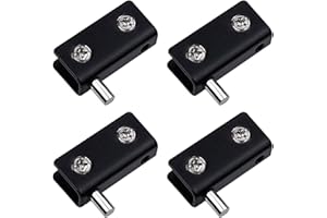 UFURMATE Lot de 4 charnières pivotantes noires sans cadre en acier inoxydable avec goupille réglable pour verre de 5 à 6 mm
