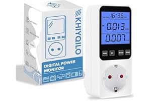 KHIYQILO Misuratore Consumo Elettrico, Power Meter 8 Modalità, Protezione da Sovraccarico, Misuratore di Potenza 16A 3680W Risparmio Energetico