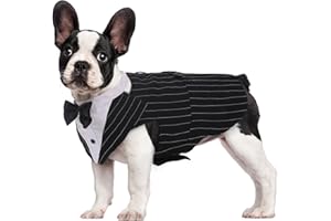Kuoser Abito Smoking per Cani, Set Vestito Bandana Collare Cani per Matrimoni Cani Smoking Elegante con Papillon, Formale Vestito Cani Partito, Rimovibile Cravatta Cane e Vestito