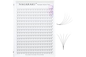 NAGARAKU Gotowe Wentylatory Przedłużanie Rzęs Cienka Spiczasta Podstawa Objętość Ostra Wąska łodyga Mieszane Klastry Rosyjski Puszysty Matowy Czarny 320 Wentylatorów 5D 0.07 mm D curl 9mm