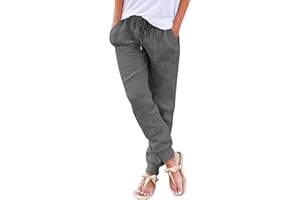 Cegerne Pantaloni di Lino da Donna Pantaloni Estivi Lunghi e Leggeri Pantaloni Casual in Tessuto con Tasche