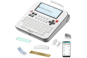 Makeid Étiqueteuse Bluetooth E1- Imprimante Etiquette Autocollante avec Écran LCD - Impression Thermique Haute Qualité - Etiqueteuse Autocollantes Rechargeable Via USB Blanc