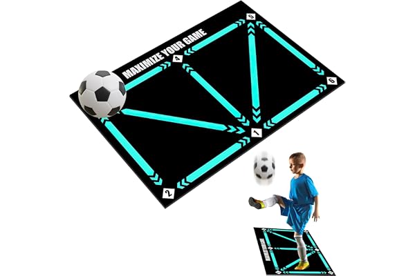 Tapis d'Entraînement de Football 60x90 cm, Antidérapant avec Pas de Football, Tapis de Dribble pour Amateurs et Enfants