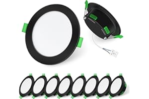 ‎ALUSSO LIGHTING ALUSSO LIGHTING LED Einbaustrahler 230V Schwarz Dimmbar, 4W/6W/8W Verstellbar LED Spots, 3CCT 3000K/ 4000K/6500K Deckenspots, Ultra Flach 68mm Deckenleuchte, IP44 für Badezimmer Küche, 10er Set