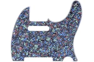 Musiclily 8 Trous Tele Pickguard Guitare Plaque de Protection pour Guitare électrique Fender USA/Mexique Standard Telecaster Style Moderne, 4 plis Coquille Abalone