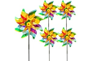 SORZLLUO 5 Stück Windräder Vogelabwehr, Reflektierende Windmühle,Taubenabwehr Windrad,Garten Obstgarten Balkon Vogelabwehr,Gartendekoration für draußen (Farbe-C)