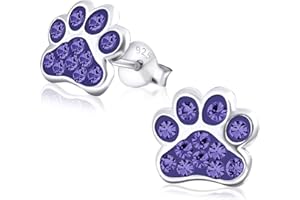 Laimons Dziecięce kolczyki dla dzieci, biżuteria dziecięca, psia łapa, kolorowy brokat, srebro wysokiej próby 925