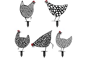 HEMORE Adornos de jardín de Pollo, estatuas de Gallo al Aire Libre, 5 Piezas de Arte de Arte de Pollo de Metal Hueco, jardín de jardín, Paisaje de gallina Silueta para el Patio Adornos de