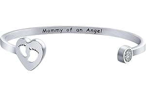 MYOSPARK Mommy Of An Angel Baby Feet Cuff Bangle Bracele Baby Memorial Jewelry Miscarriage Sympathy Gift For Infant Child Baby Loss Pregnancy Loss